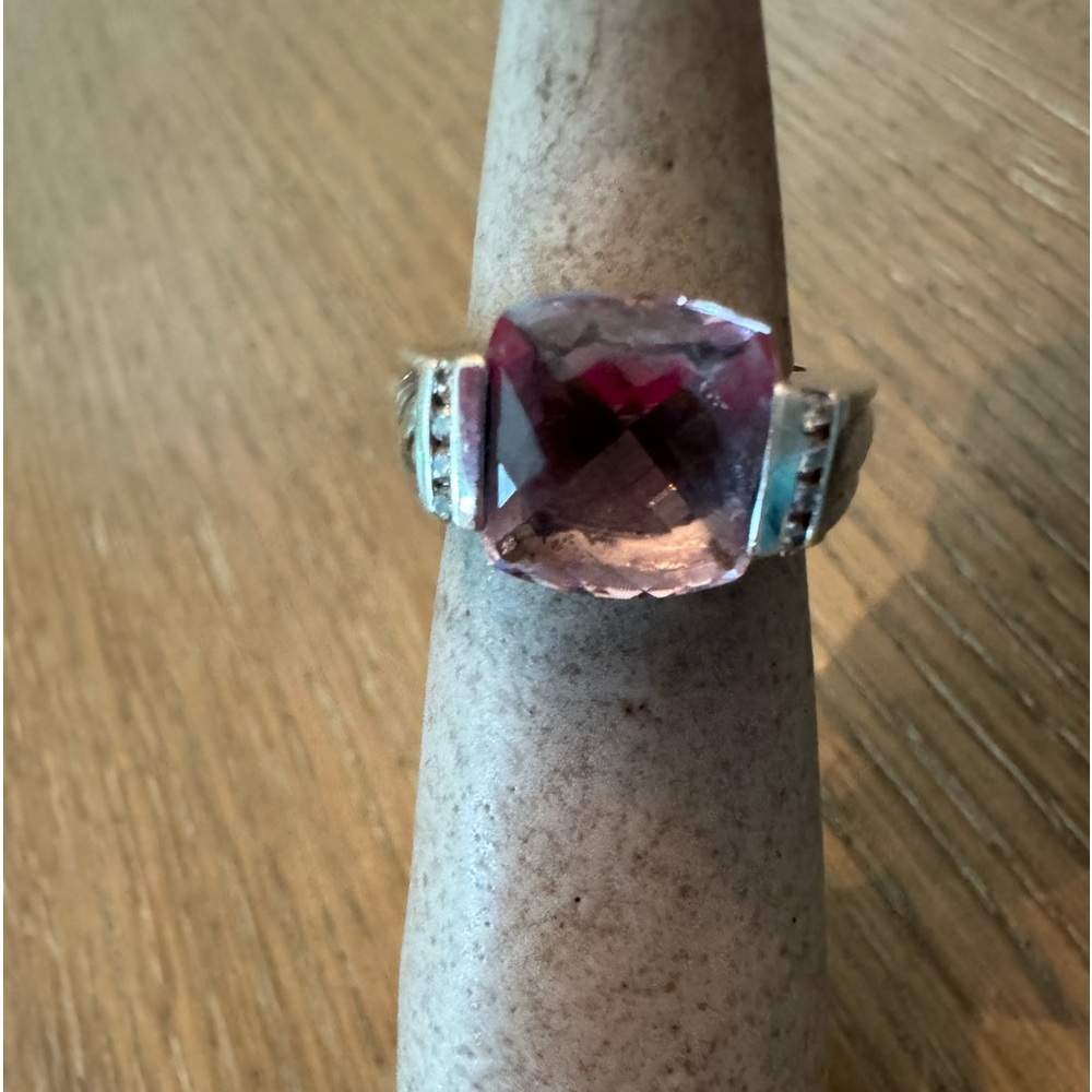 David Yurman Deco Lavender Amethyst and Diamond Sterling Ring Sz 6